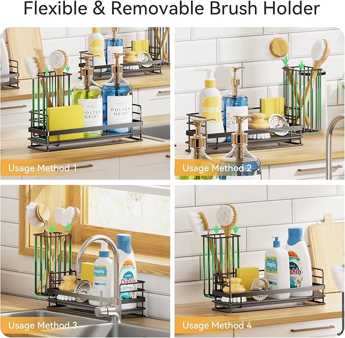 Yofidra Sink Caddy With Stone Drying Tray: Stainless Steel Soap Dispenser