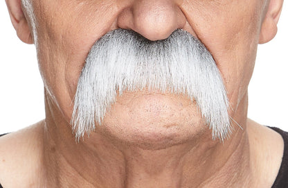 Mustaches Self Adhesive Fake Mustache, Novelty, Horseshoe False Facial Hair, Costume Accessory for Adults, Gray with White Color