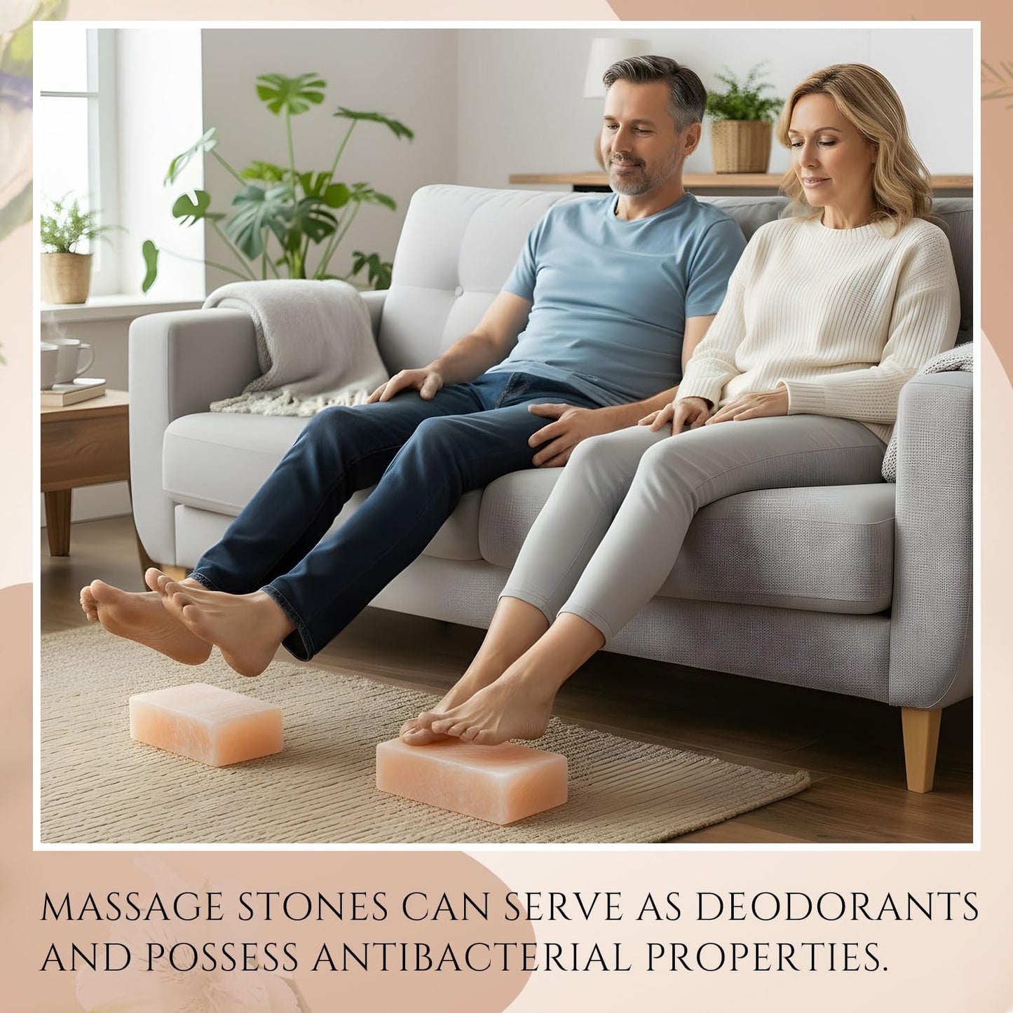 Swiffen 2 Pack Foot Bricks Hand Carved Rock, 4'' Width x 8'' Length x 2'' Depth Himalayan Rectangle Massage Salt Stone for Massotherapy Home Spa Relaxing Deodorant Salt and Sugar Scrubs