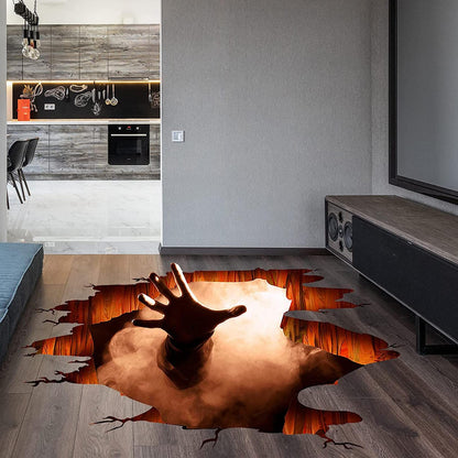 Scary Halloween Floor Decals 3D Ghost Hand Scratching Floor Wall Srtickers for Living Room, Spooky Indoor Art Decals Halloween Decorations for Bar Pub Bedroom