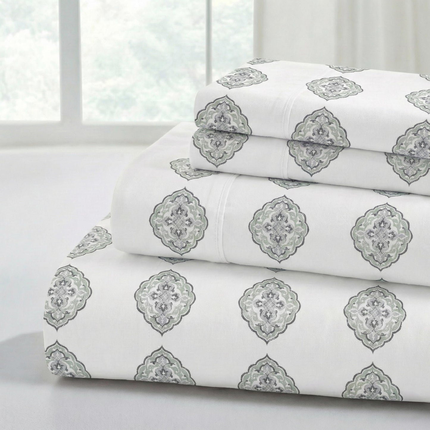 Modern Threads Printed 4-Piece Extra Soft Bedding Sheets & Pillowcase Set, Deep Pocket up to 16 inch Mattress Claire King