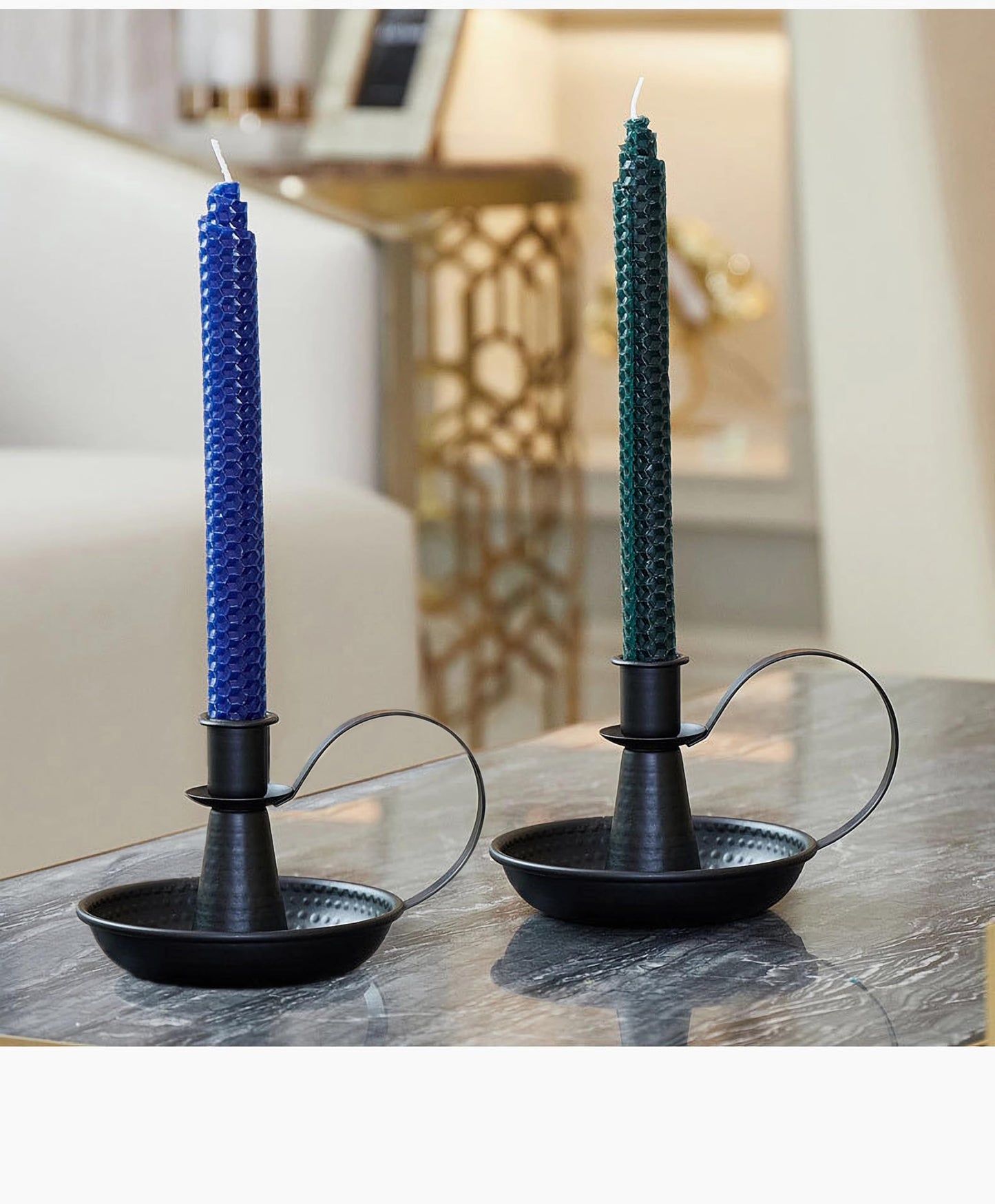 AlsoLife Retro Iron Taper Candle Holder，Black Candlestick Holders Candlelight Stand for Farmhouse Decor Home Wedding Party Table Decoration（2pcs）