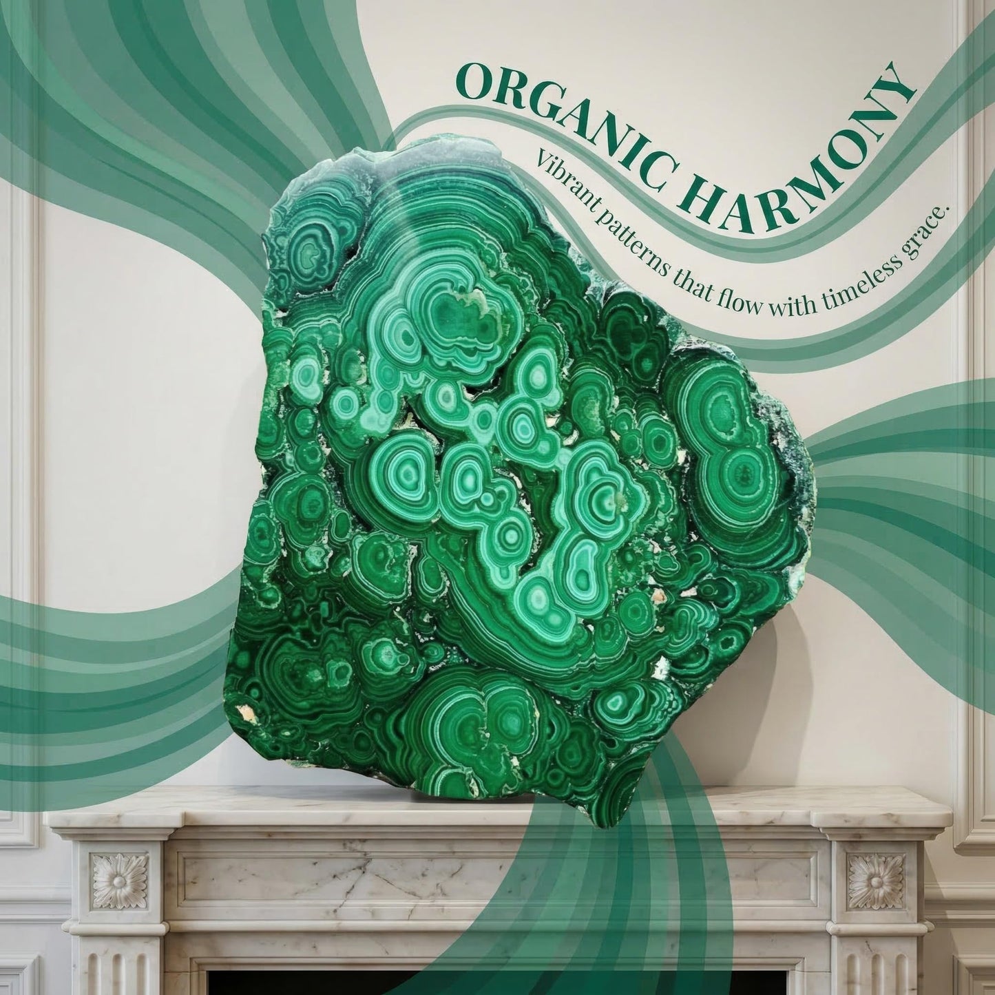 CrystalHola Natural Malachite Slab 1.1-1.32lb (500-600g), Premium Polished Malachite Slice Healing Crystal Stone, Green Mineral Specimen for Home Decor, Reiki, Meditation, Crystal Collection