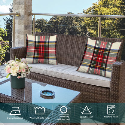 Batmerry Red White Plaid Throw Pillow Covers, Scottish Tartan Decorative Pillow Covers Digital Printing Blended Fabric for Couch Sofa Bed Invisible Zipper 20x20 in