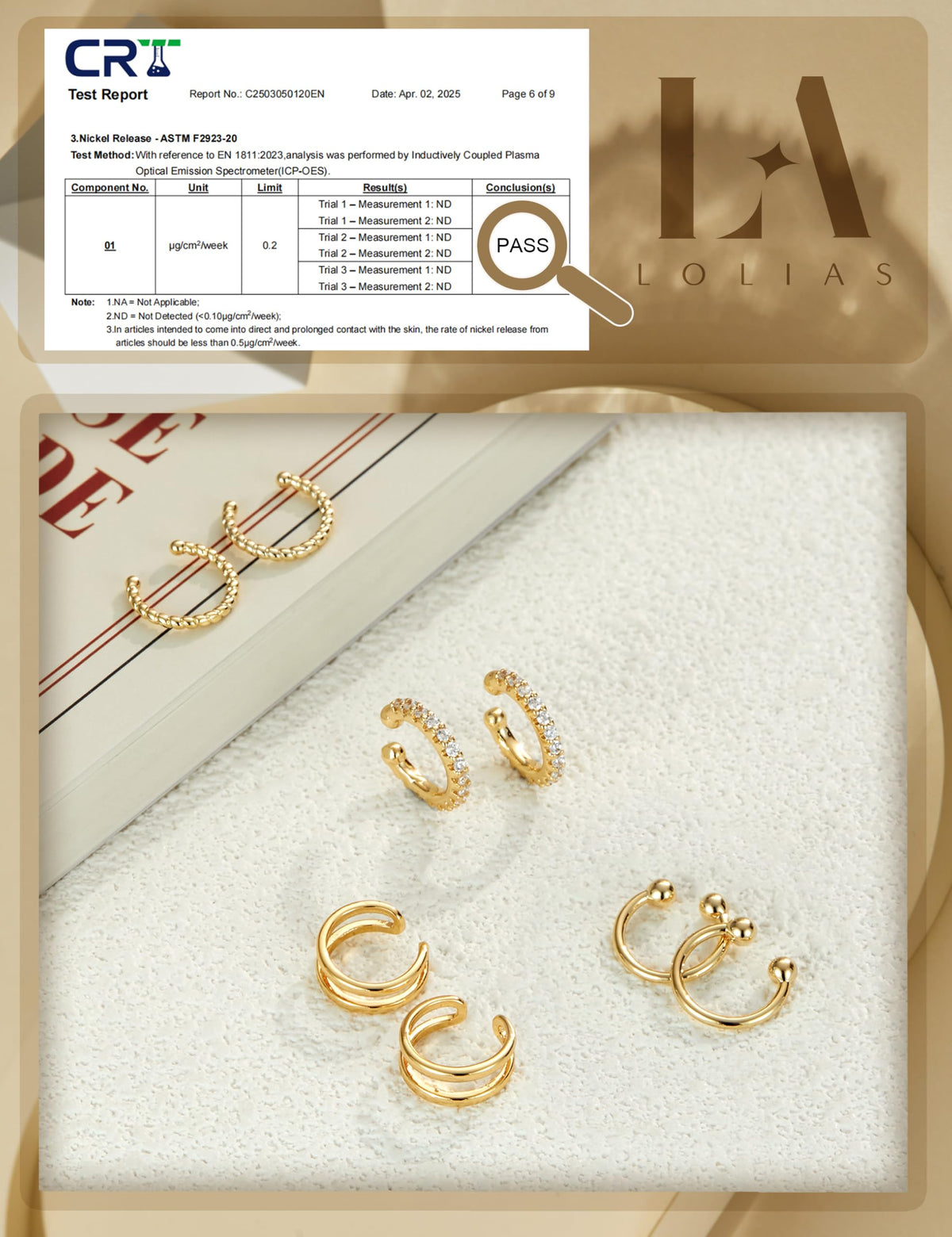 LOLIAS 4 Pairs Ear Cuffs Non Piercing - 14K gold plated Ear Cuff Earrings for Women Ear Cuff for Non Pierced Ears Clip on Cartilage Earring Dainty Adjustable Fake Earrings Set