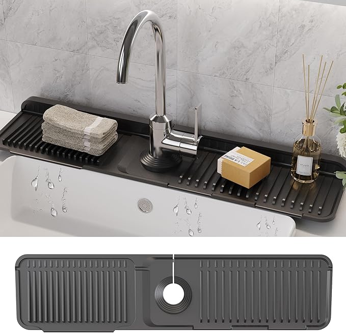 WAFT YEARN 24X5 Inch Silicone Durable Faucet Mat Kitchen Sink Splash Guard