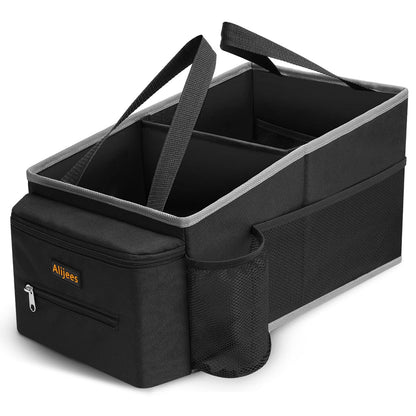 Alijees Car Seat Organiser - Car Caddy Accessories Organiser Back Seat for Kids, Car Boot Storage Backseat Organiser Front Seat With Cup Holders, Tissue Box, Multiple Mesh Pockets, Black