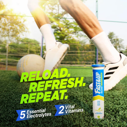Fast&Up Reload Electrolyte Tablets, 80 Effervescent Tablets, Lemon & Lime Flavour, Rapid Hydration & Energy, with Vitamin C & B12, Vegan