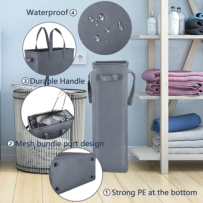 Odonata Slim Laundry Hamper Handles Collapsible Laundry Basket Thin Dirty