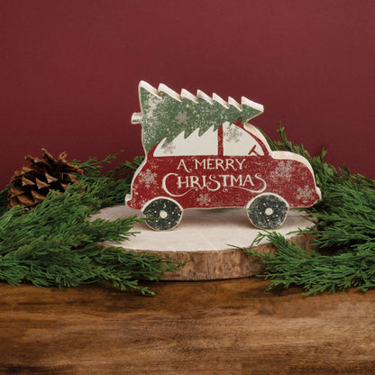 Primitives by Kathy Rustic Car with Tree Chunky Sitter Christmas Sign