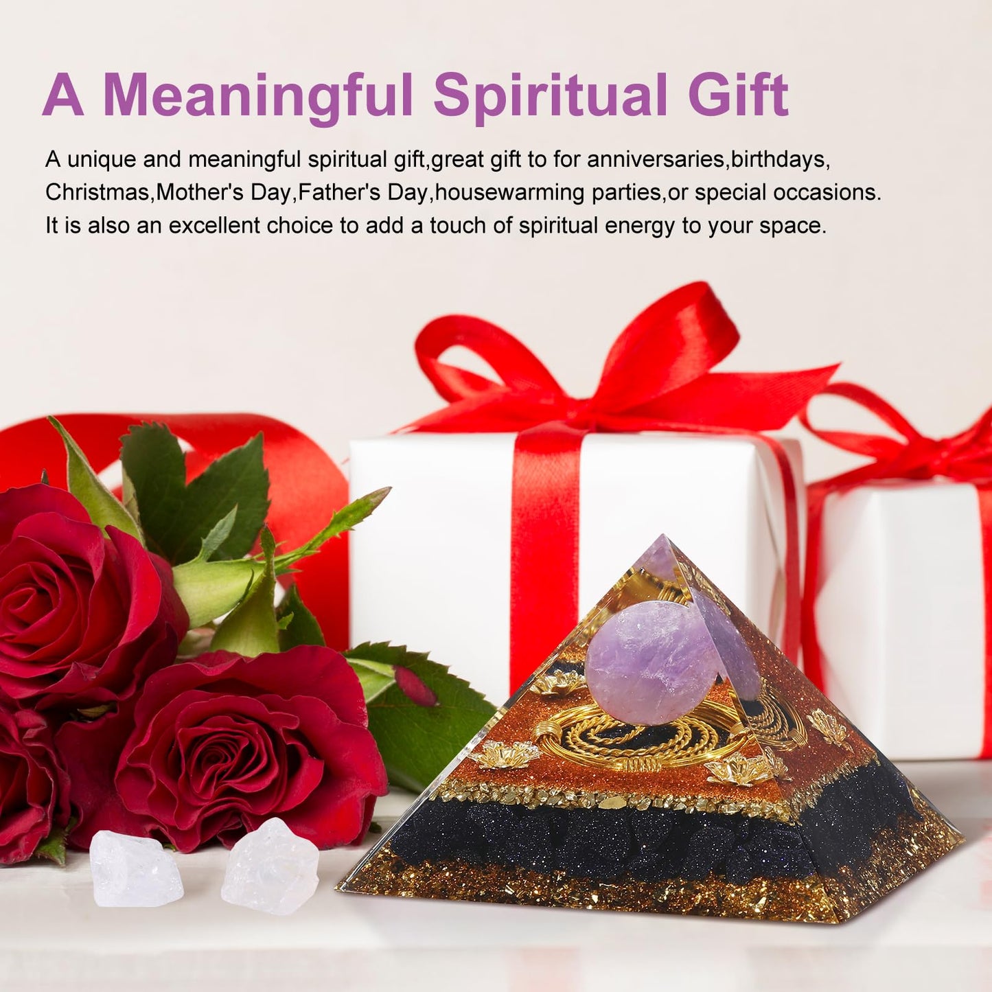 Hopeseed Orgone Crystal Pyramid Orgonite Amethyst&Blue Sandstone Stones Healing Crystals Pyramid for Positive Energ Reduce Stress Chakra Meditation Attracts Lucky and Success Spiritual Gifts
