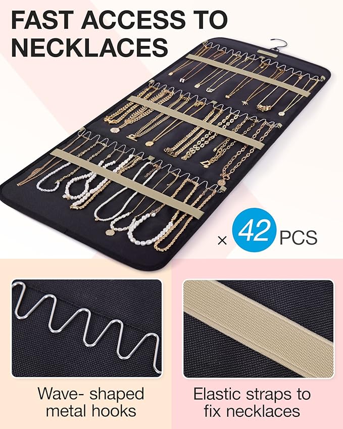 BAGSMART Hanging Jewelry Organizer Storage Roll