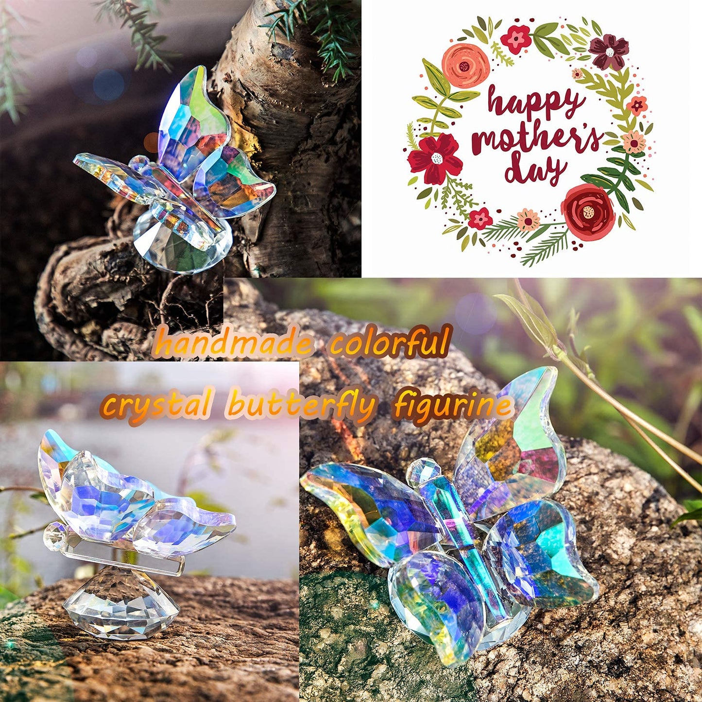 H&D HYALINE & DORA Sun Catcher Crystal Butterfly Animal Figurine Paperweight Home Table Decor