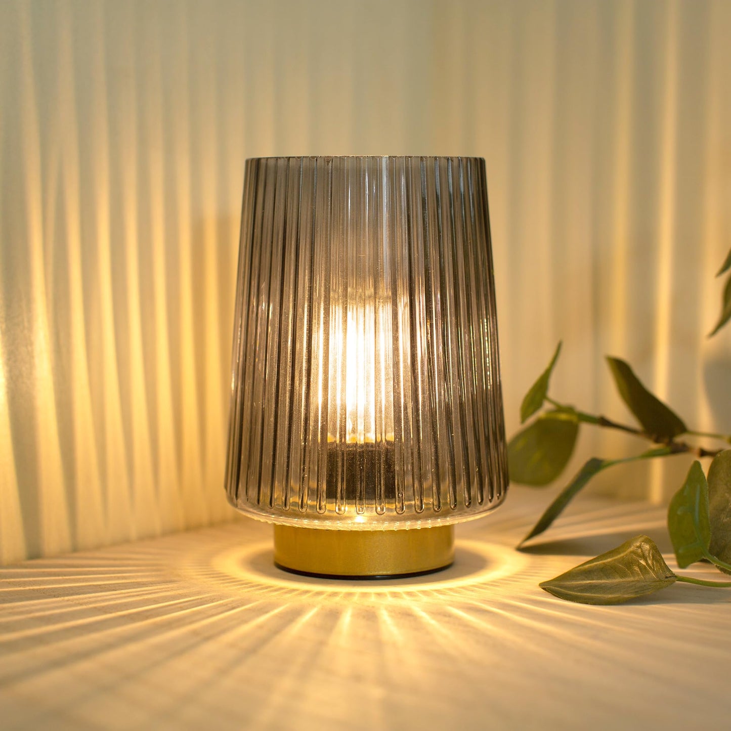 LUSHARBOR Battery Operated Lamp with Timer, Small Cozy Table Lamp for Dorm Room, Aesthetic Cordless Bedside Battery Lamp for Living Room/Shelf/Office Desk/Side Table Grey