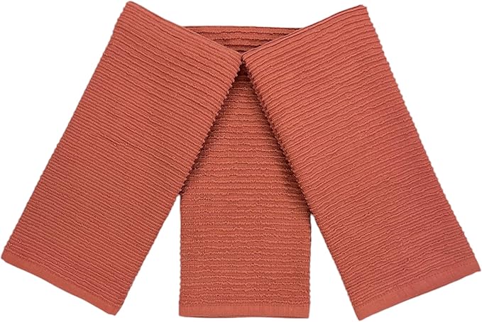 Serafina Home Peach Coral Salmon Kitchen Hand Dish Towels: Oversized 28" x 18"