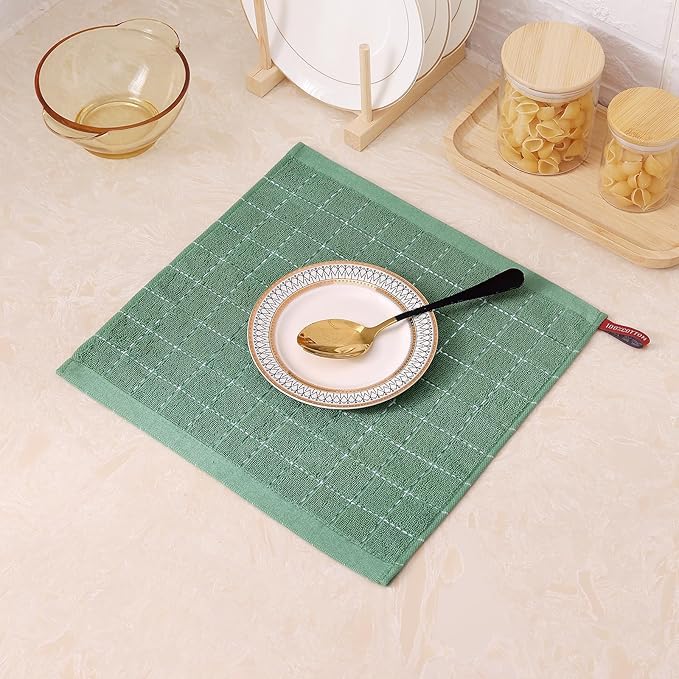 Mordimy 100% Cotton Terry Cloth Dish Cloths, Soft and Absorbent Checkered Dish