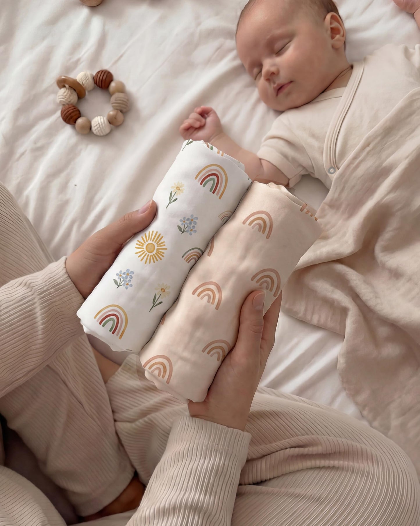 Nyessmee Baby Crib Sheets for Boys and Girls, Fitted Crib Sheets 52" x 28", Soft Breathable Microfiber Sheets for Standard Crib and Toddler Mattress, 2-Pack Orange Rainbow