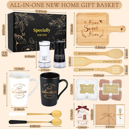 Maustic House Warming Gifts New Home, 14 Pcs New House Gift Basket, Housewarming Present for Homeowners Couples Women, Closing Gifts for Home Buyers