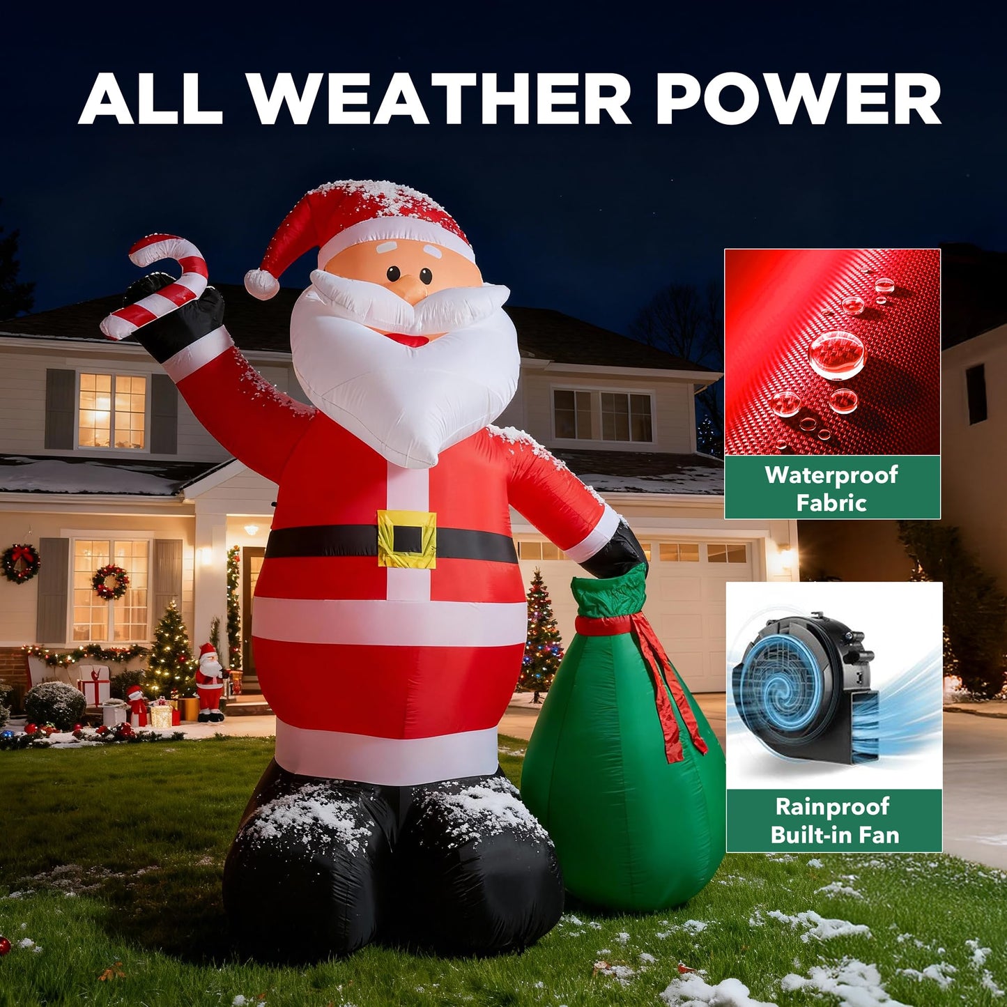 14.5 FT Christmas Inflatables, Giant Inflatable Santa Claus Holding Gift Bags, Blow Up Christmas Santa Claus Outdoor Decorations for Party Holiday Lawn Yard