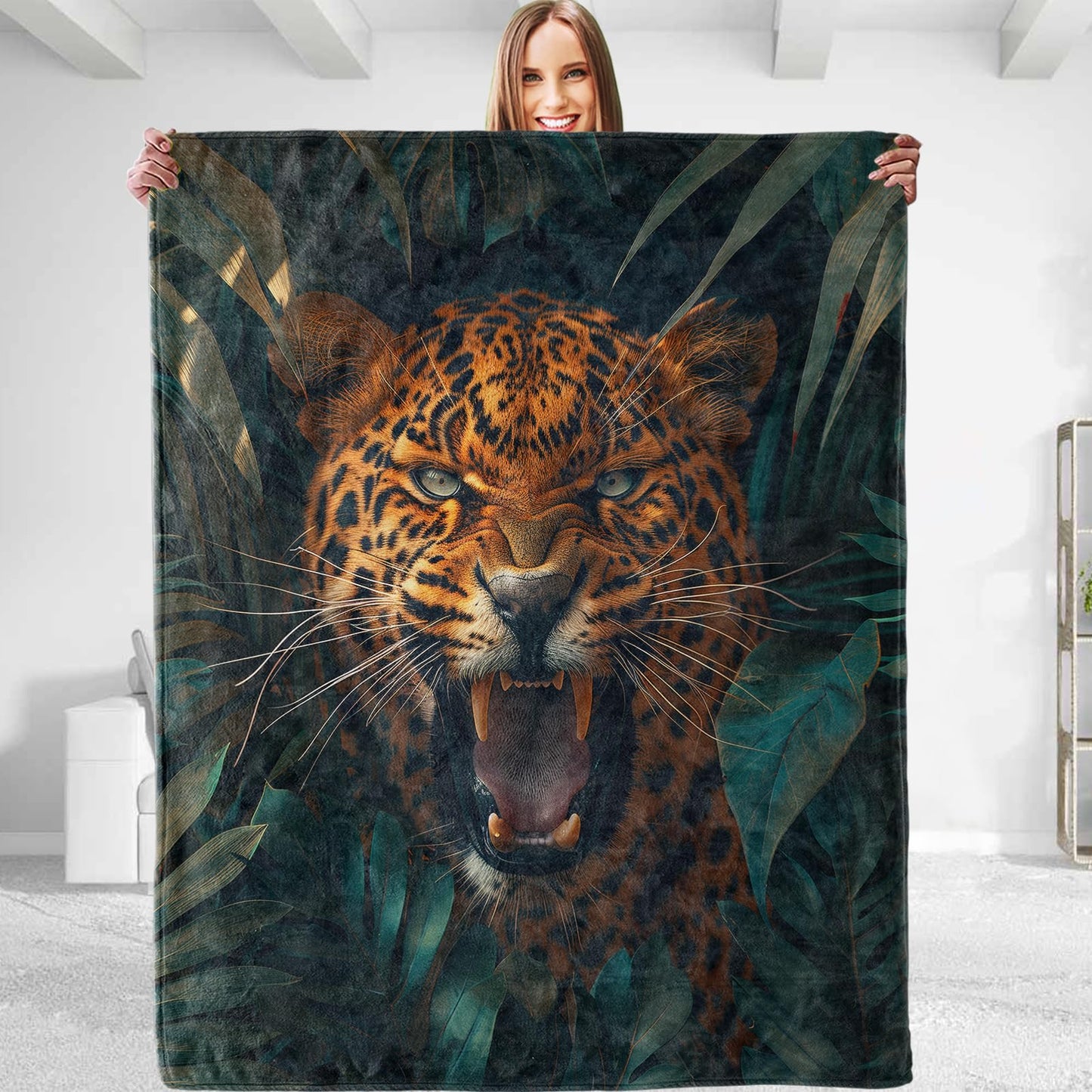 dhakalrlde Tropical Cheetah Blanket - Soft, Comfy, Lightweight, Warm, and Fuzzy Flannel Throw Blanket for Boys and Men - Ideal for Couch, Travel, and Home Decor - 50x60 inches