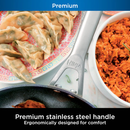 Ninja C30026 Foodi NeverStick Premium 10.25 Inch Fry Pan, Hard-Anodized, Nonstick, Durable & Oven Safe to 500°F, Slate Grey