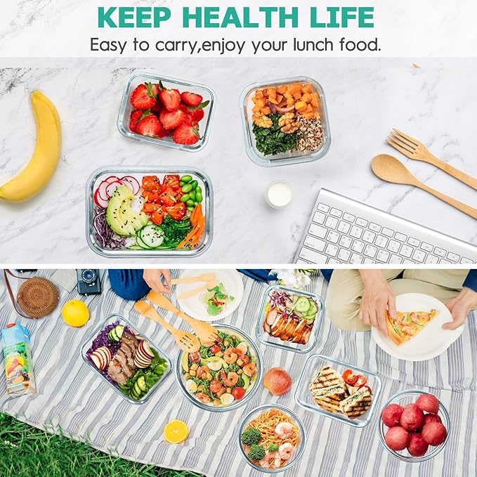 34pcs Glass Food Storage Containers