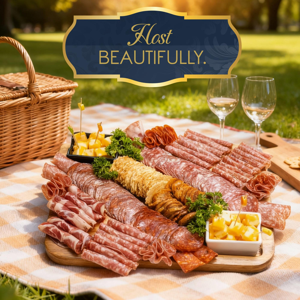Covered Charcuterie Board with Locking Acrylic Lid, 15" x 11" Acacia Wood Serving Tray, 2 Dipping Containers, Gift Box Included