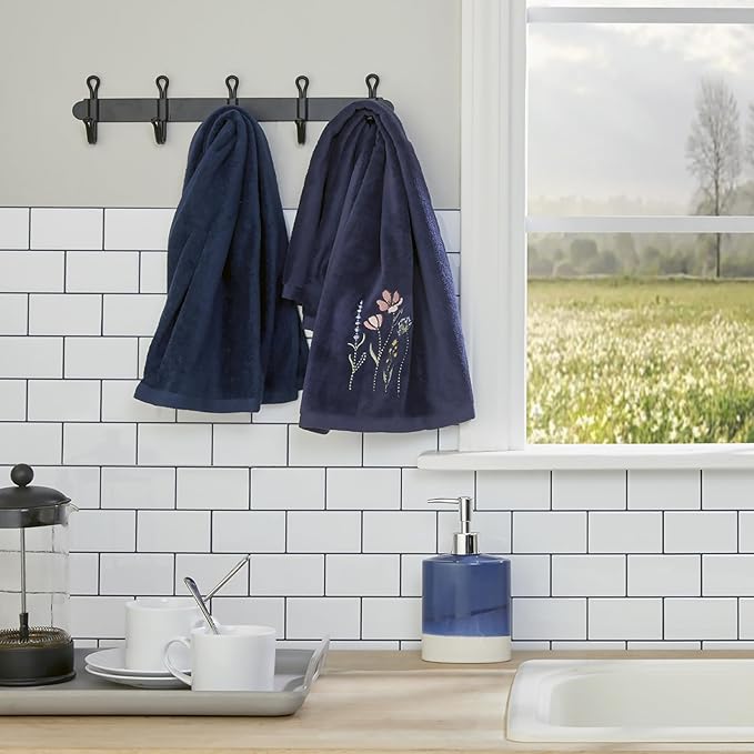 SKL Home Wildflower Field 100% Cotton Embroidered 2pc Hand Towel Set, Decorative
