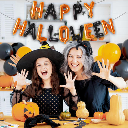 Tellpet Happy Halloween Balloons Banner, Halloween Party Decorations for Home Yard Decor Backdrop Sign, Orange and Black