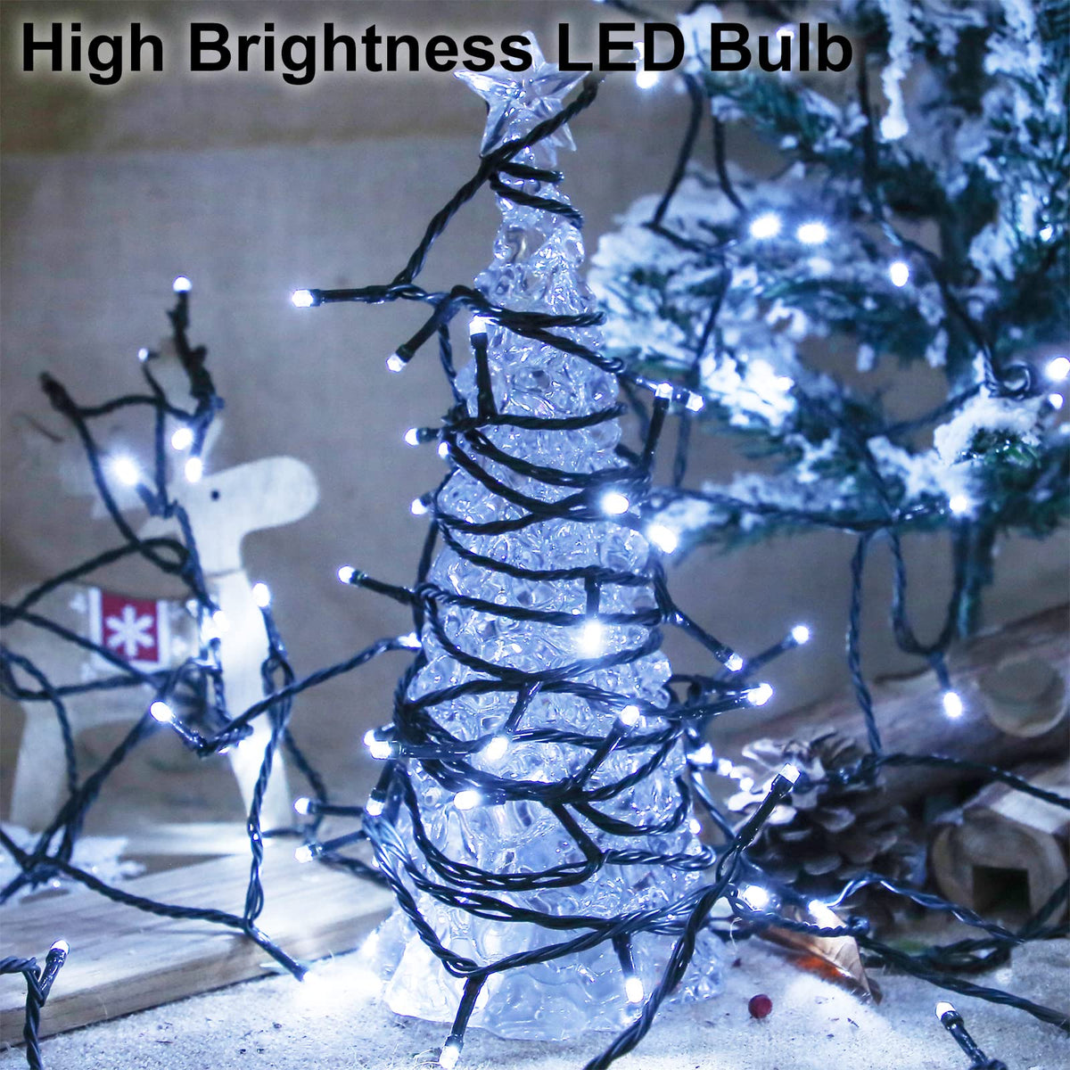 YAOZHOU Solar Cool White Christmas Lights String Outdoor Waterproof 2 Pack, Total 400LED 151ft Fairy Lights with 8 Modes for Tree Garden Patio Wedding Party Yard