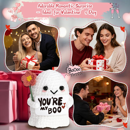 Frabaca You're My Boo Crochet Ghost - Anniversary Love Gifts for Women Men Her Him Boyfriend Girlfriend, Mothers Day Card for Wife from Husband for Valentine Birthday Halloween