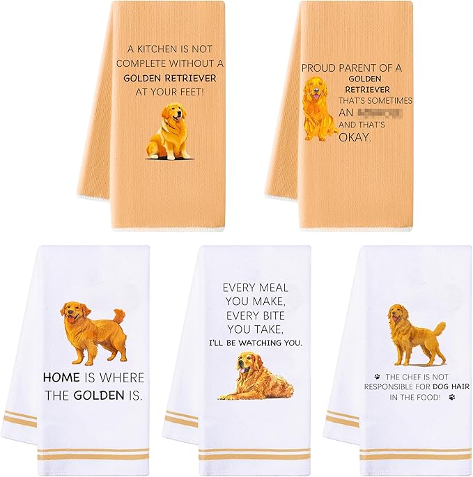 R HORSE Golden Retriever Kitchen Dish Towels