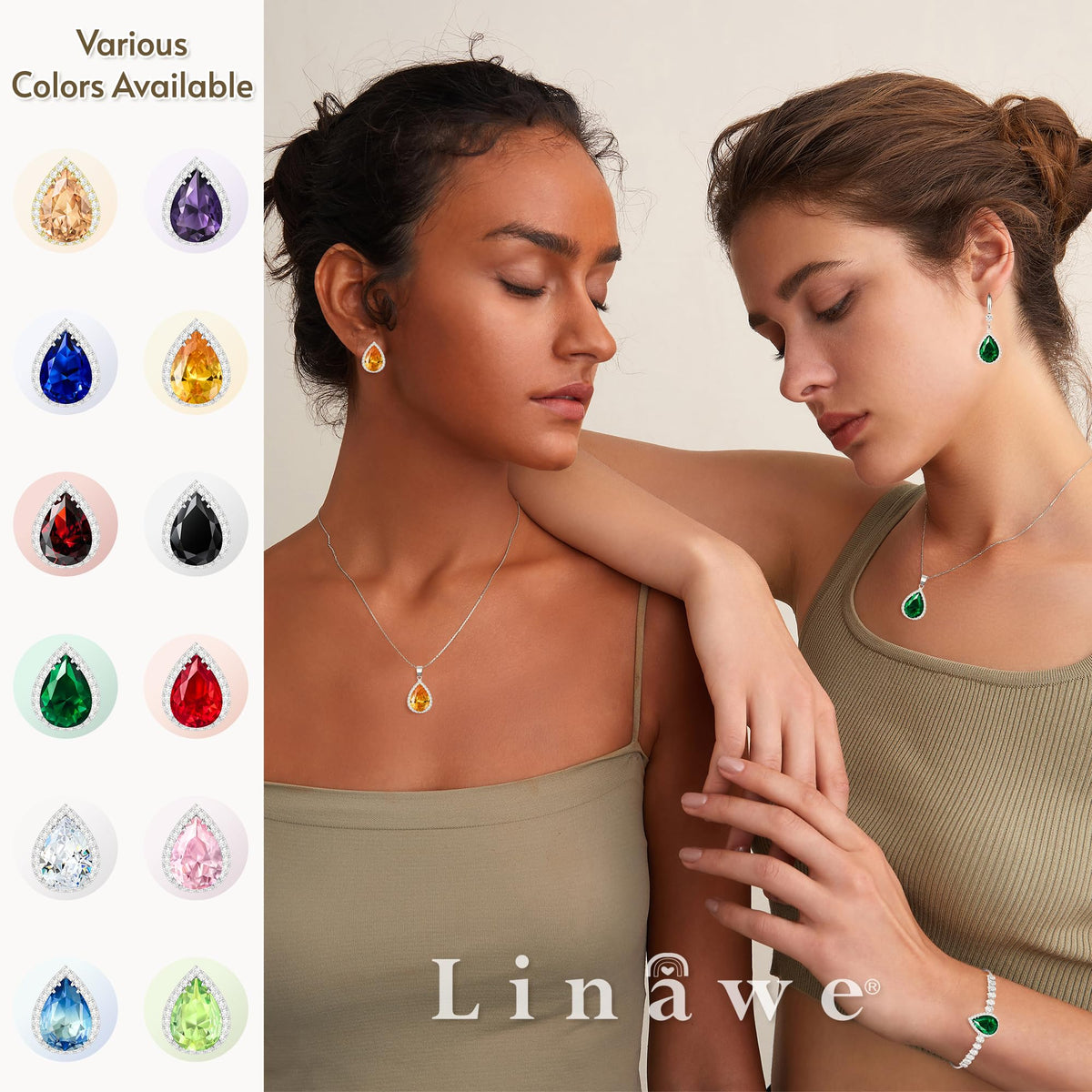 Linawe Silver Red Imitation Diamond Stud Earrings for Women, Ruby Cubic Zirconia Teardrop Rhinestone Crystal Earrings Studs, Wedding Earrings Bridal Bridesmaid, Ear Piercing Jewelry
