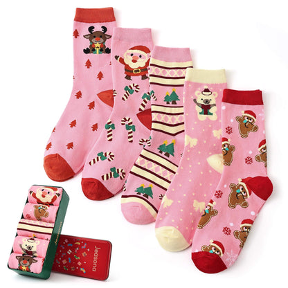 Jeasona Pink Christmas Socks for Women Girls Pink Gifts Christmas Holiday Socks