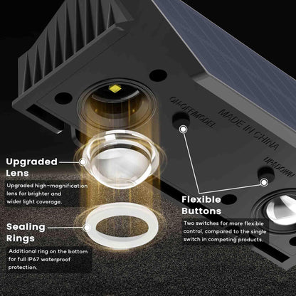 IIRARA Solar Fence Lights Outdoor Garden, 6-Pack Warm White, Up & Down Solar Wall Lights Outdoor, Waterproof, 120 Lumens Bright Dusk to Dawn for Yard/Pool/Porch