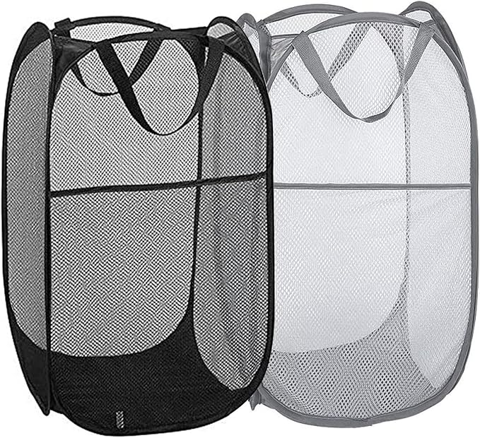 Pop Up Laundry Hampers, Collapsible Mesh Laundry Baskets