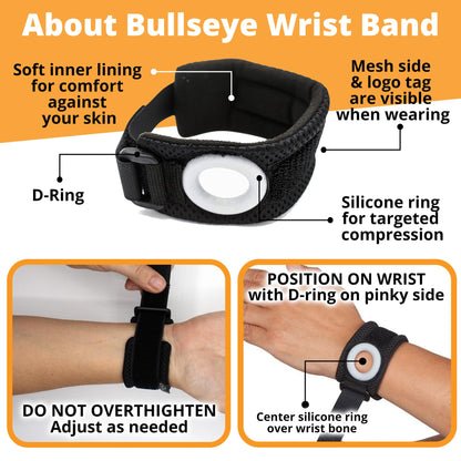 BULLSEYE TFCC Tear Wrist Brace – Adjustable Wrist Band with Silicone Ring Stabilizer for Ulnar-Sided Pain, DRUJ Instability, Tendinitis, Pinky-Side & Repetitive Injury Support – S/M (5.5-7 in)