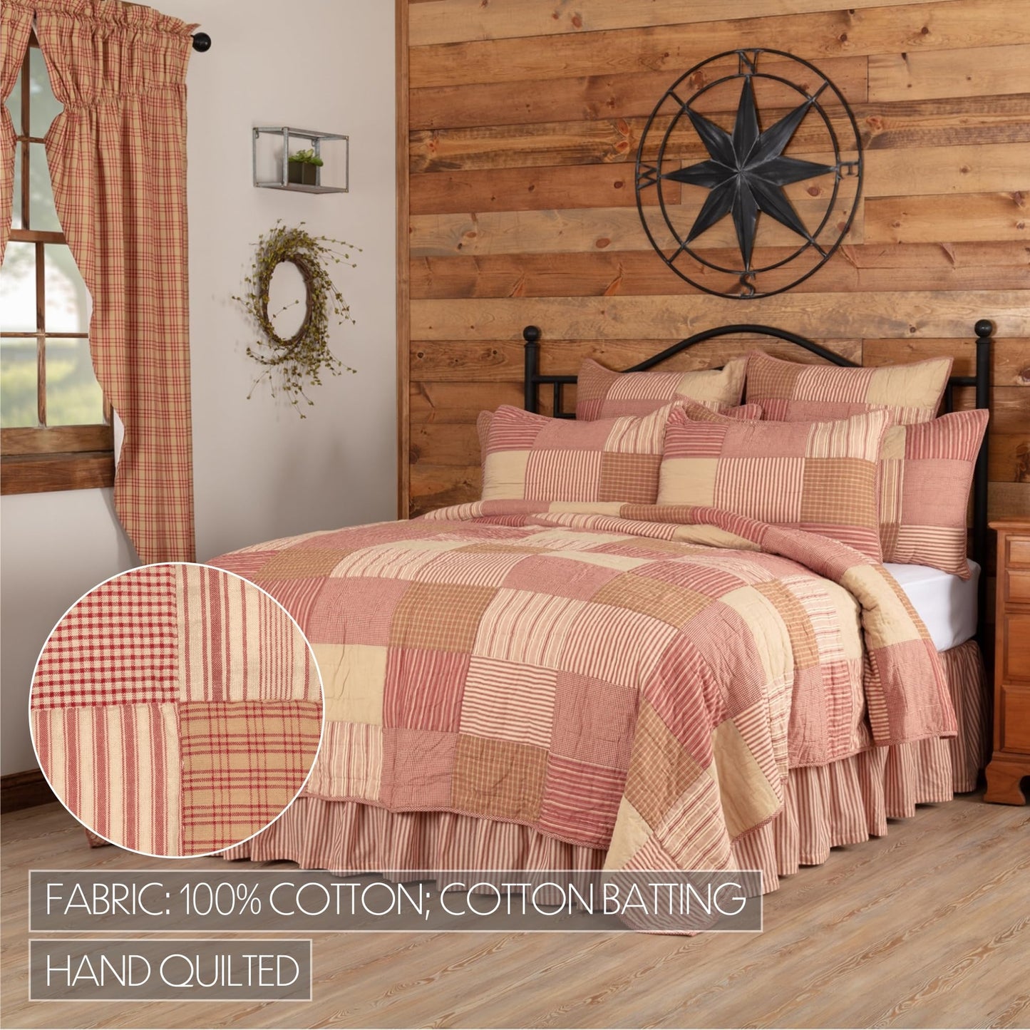 VHC Brands Sawyer Mill Red 5 Piece Queen Quilt Set (1 Queen Quilt, 2 Standard Shams, 2 Standard Pillowcase)