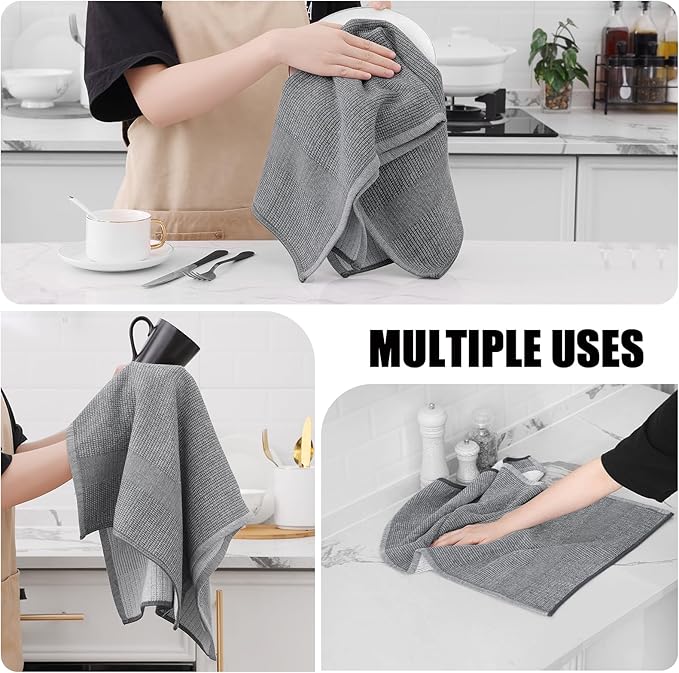 Homaxy Premium Kitchen Towels, Large Cotton Kitchen Hand Towels, Flat and Terry