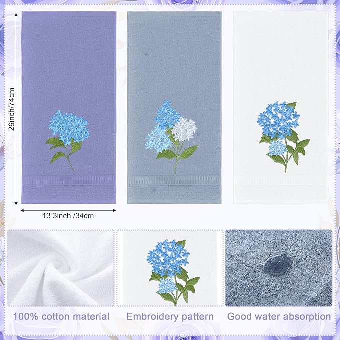 Blue Hydrangea Hand Towels Farmhouse Hydrangea Bathroom Decor 14x29 Inch