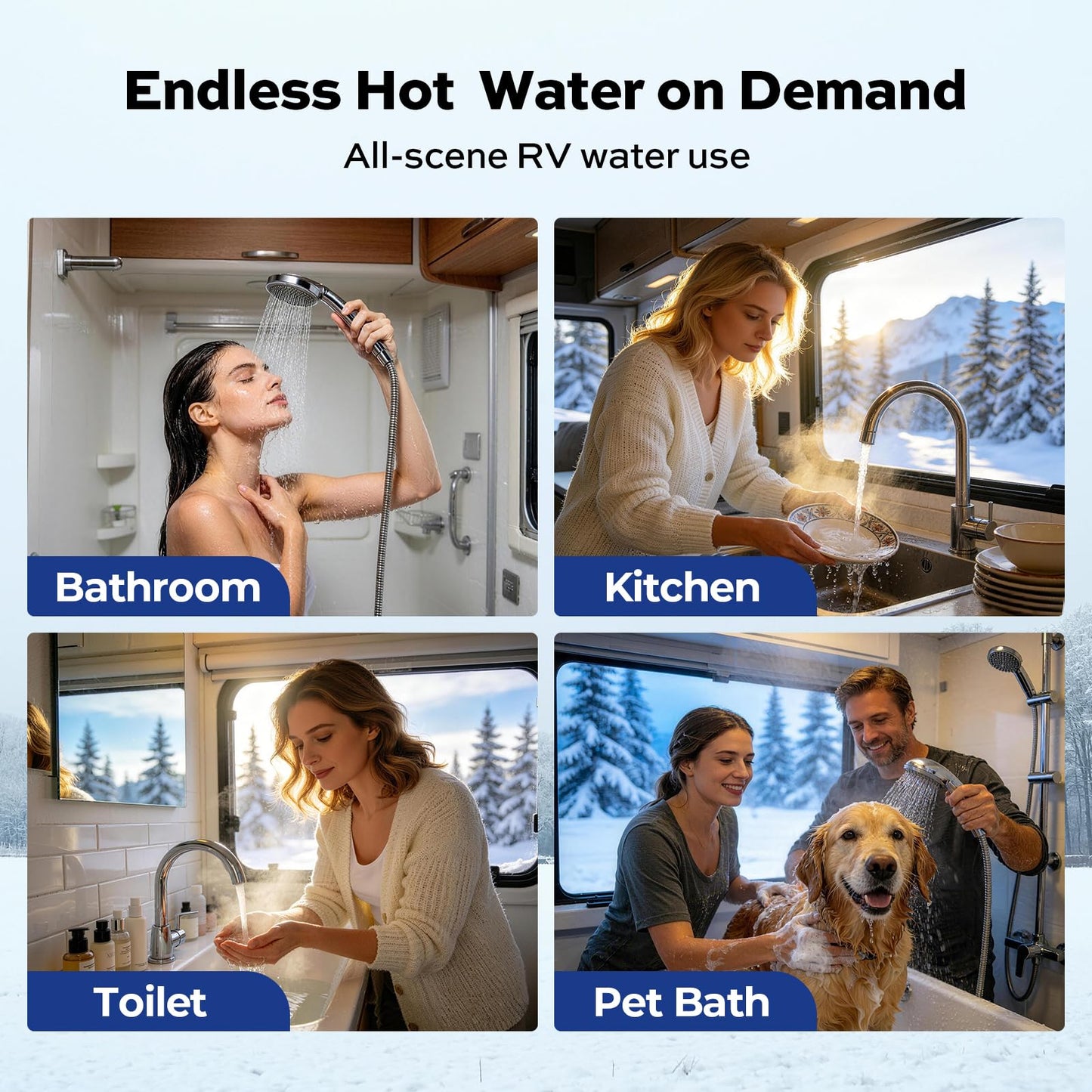 ORBEK RV Tankless Water Heater, Propane Gas On-Demand Instant Hot Water Heater for RV, Camper and Travel Trailer, Remote Control, DC 12V, Compatible with All RVs