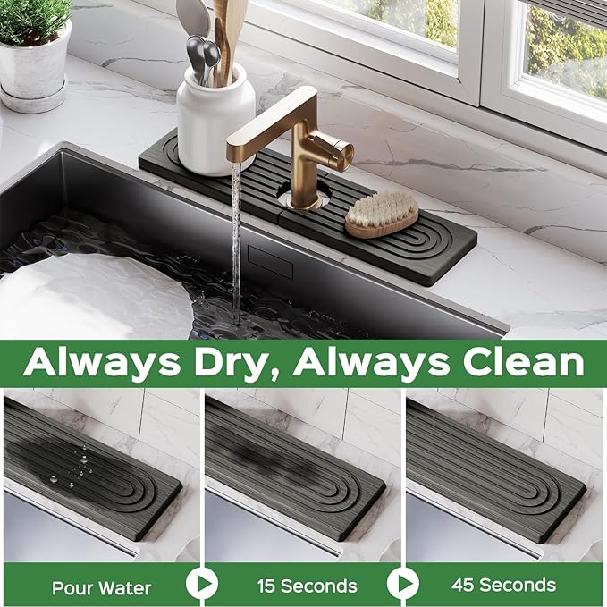 16 Inch Stone Faucet Mat for Kitchen Sink Splash Guard