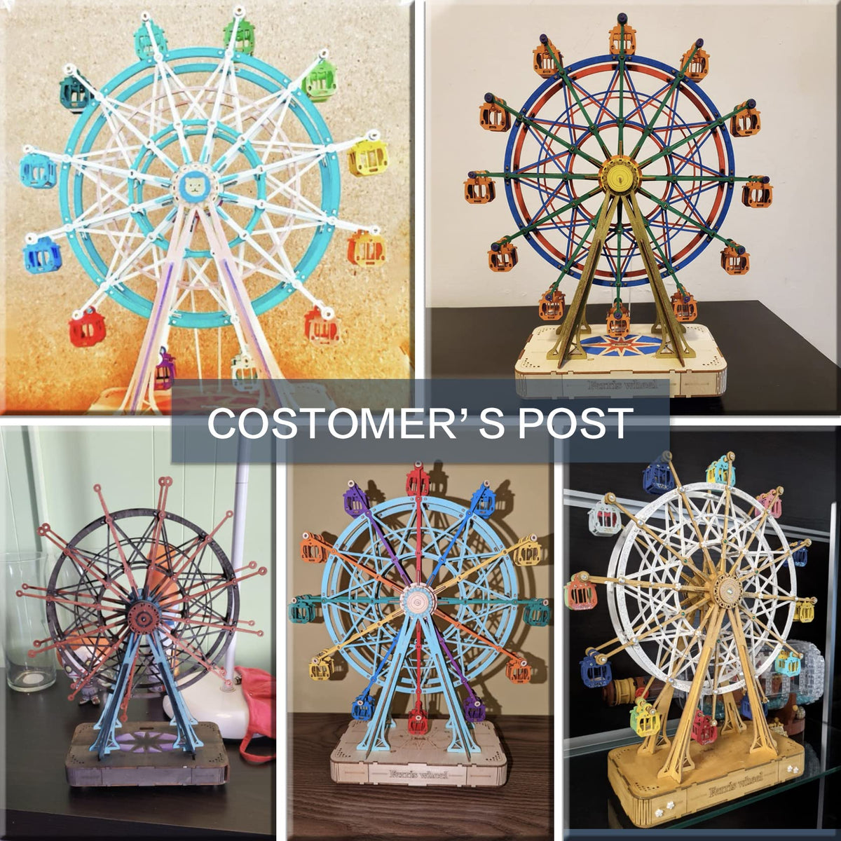 Rowood 3D Wooden Puzzle for Adults, DIY Miniature Dollhouse Kits, Homey Kitchen Bundle Ferris Wheel, Birthday