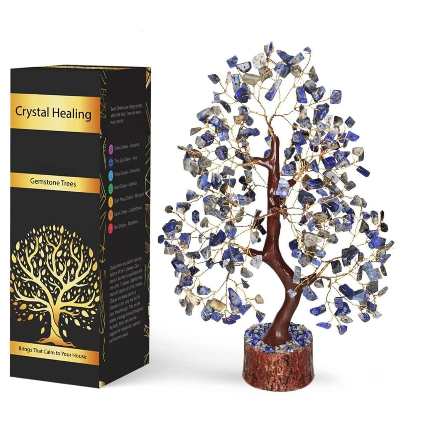 NARIBABU Lapis Lazuli Crystal Tree, Healing Crystals, Gemstone Tree, Crystals and Gemstones, Feng Shui Gifts for Women, Home Decor, Shelf Decor, Ornaments for Living Room, Crystal Gifts for Women