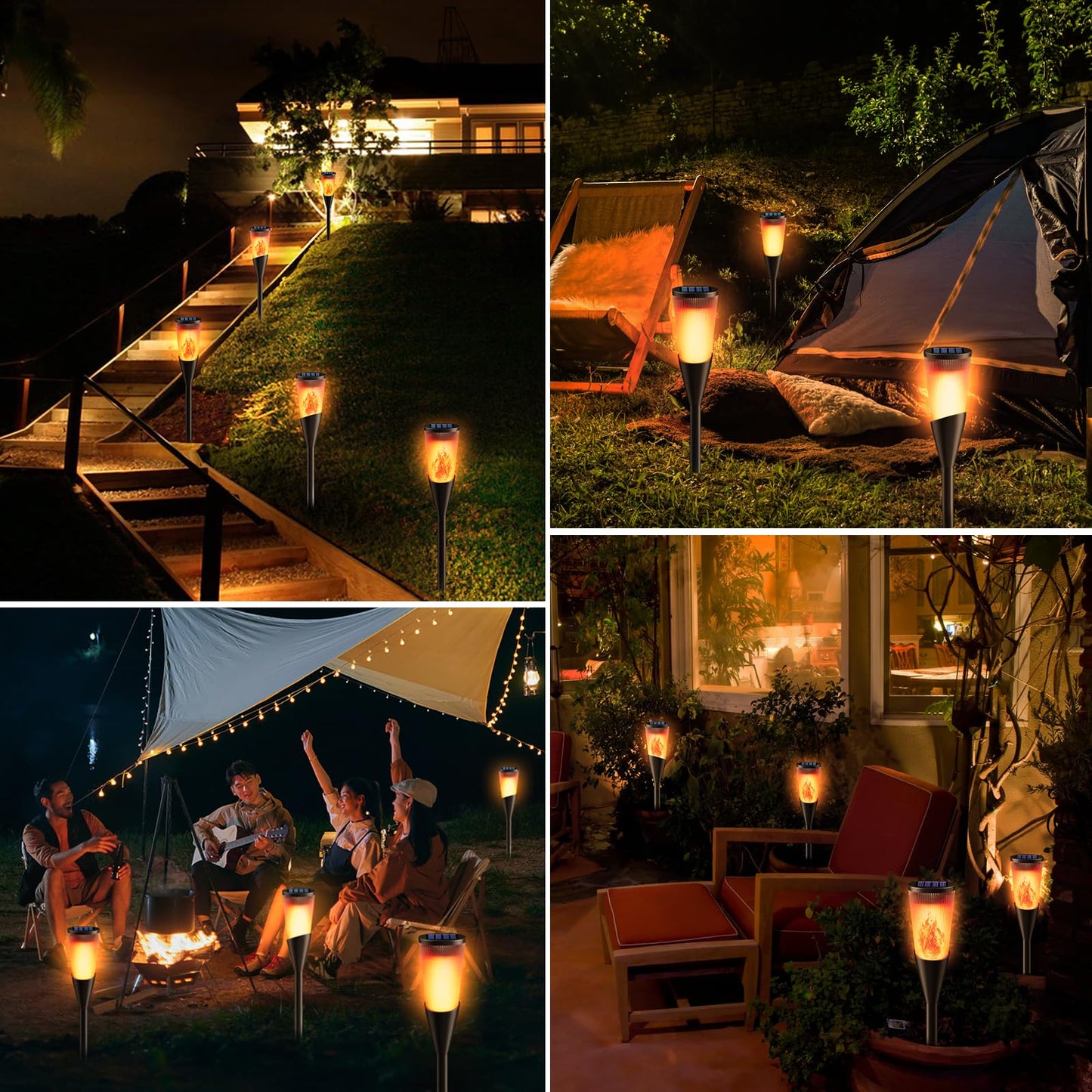 FIFIying Solar Lights Outdoor Garden, 6 Pack Solar Torch Light with Flickering Flame 600mAh Pathway Light Outside IP65 Waterproof Outdoor Decor for Patio Pathways Lawn Yard Decoration