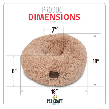 Pet Craft Supply Ultra Plush Calming Anti-Anxiety Pet Bed - Includes Super Soft Comfort Blanket - Great Medium Dog Bed Small Dog and Cat Bed;Cream