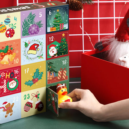 Jerify 1 Set 2025 Christmas Rubber Duck Advent Calendar, 24 Days of Christmas Countdown Blind Toys Xmas Ducks for Kids Toddlers, Xmas Gifts for Boys Girls Holiday Party Favors