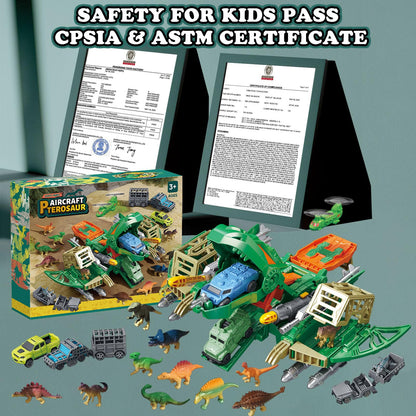 Frontoytall Jumbo Dinosaur Toys for Kids 3-5, 12 Mini Dinosaurs & 6 Truck Carrier Cars, Birthday Gifts Toys for 3 4 5+ Year Old Boy, Create a Dino World, Educational Figures, Dinosaur Play Set