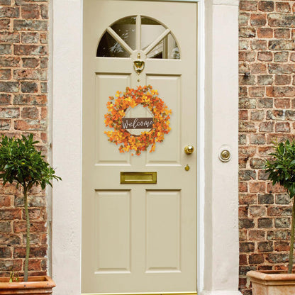 VioletEverGarden Fall Wreaths for Front Door 20 Inch Autumn Wreath Artificial Thanksgiving Wreath with Welcome Wooden Brand and Pumpkins for Indoor & Outdoor Farmhouse Harvest Celebration