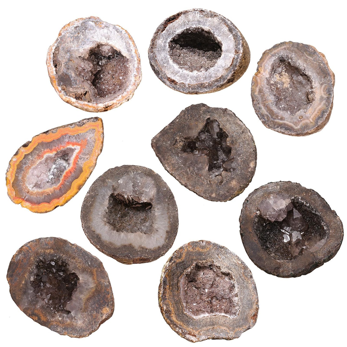 Sportmusies Irregular Natural Geode Agate Crystal Cluster Mineral Specimen Desk Shelf Home Decoration, Reiki Healing Yoga Oil Diffuser Stone, 1.26-3.22 inches